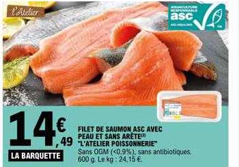 filet de saumon asc avec peau et sans arête "l'atelier poissonnerie"