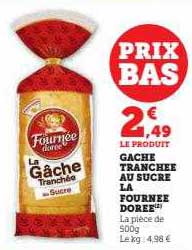 gâche tranchée au sucre la fournée dorée