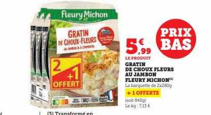 Gratin De Choux Fleurs Au Jambon Fleury Michon