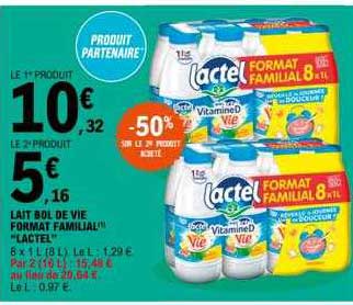 Lait Bol De Vie Format Familial "lactel"