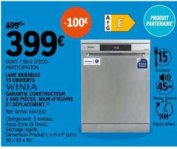 lave vaisselle 15 couverts winia