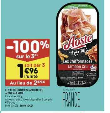Les Chiffonnades Jambon Cru Aoste Apéritif