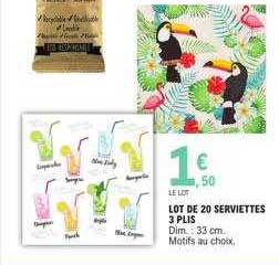 lot de 20 serviettes 3 plis