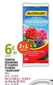 terreau géraniums et plantes fleuries "algoflash"