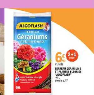 terreau géraniums et plantes fleuries "algoflash"