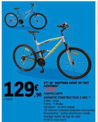 vtt 26" suspendu avant ou tout suspendu