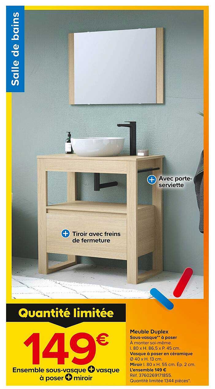 ensemble sous-vasque + vasque à poser + miroir