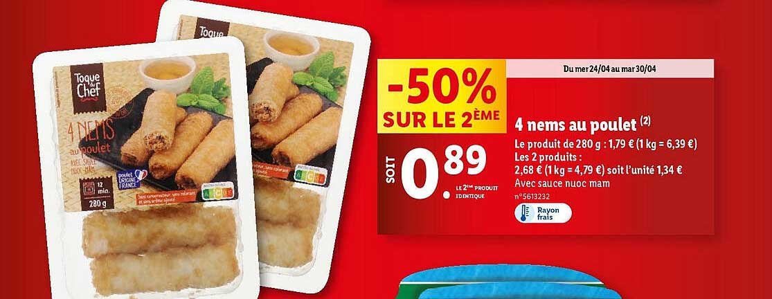 4 Nems Au Poulet Toque Du Chef