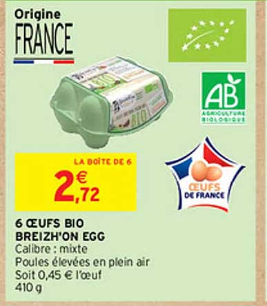 6 oeufs bio breizh'on egg