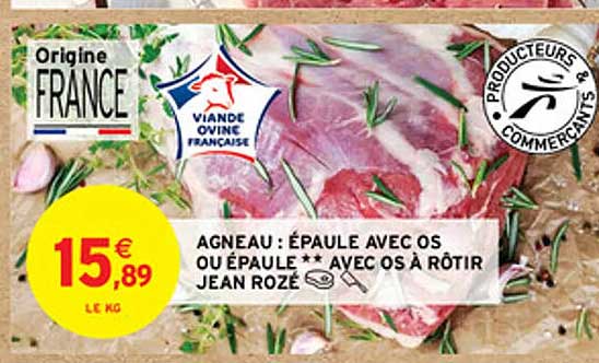 agneau : épaule avec os ou épaule** avec os à rôtir jean rozé