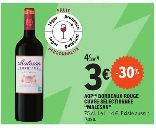 aop bordeaux rouge cuvée sélectionnée "malesan"