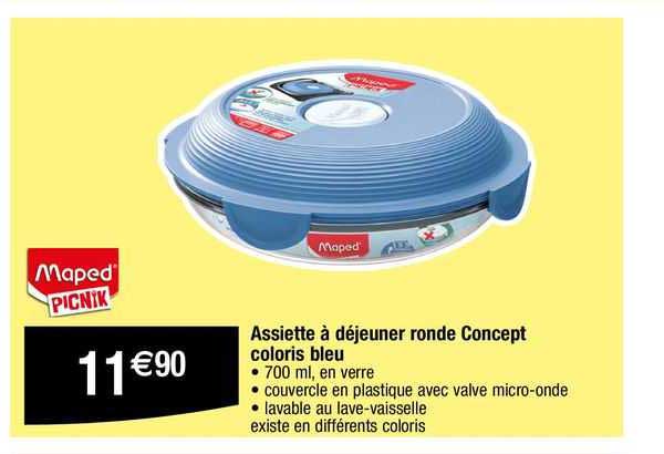 assiette à déjeuner ronde concept coloris bleu maped picnik