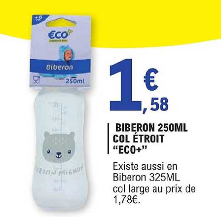 biberon 250 ml col étroit "eco+"