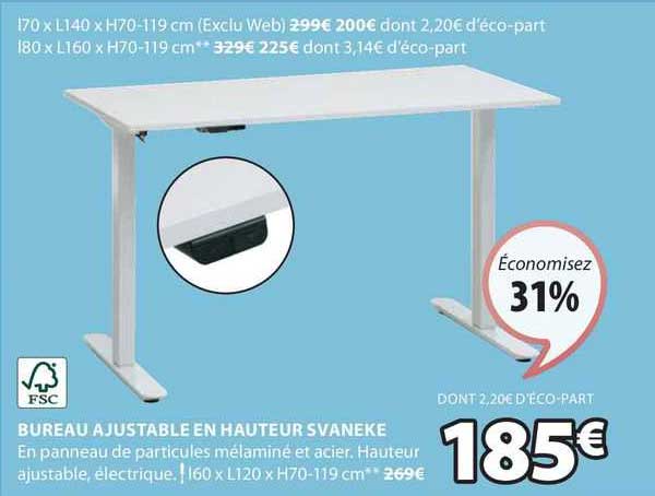 bureau ajustable en hauteur svaneke