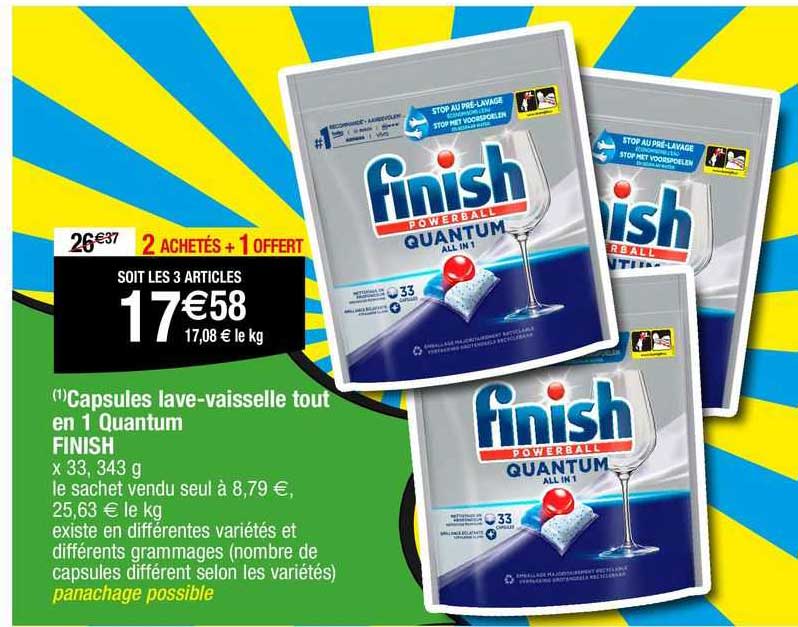 capsules lave-vaisselle tout en 1 quantum finish