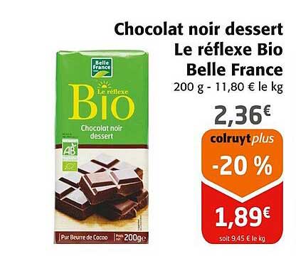 chocolat noir dessert le réflexe bio belle france