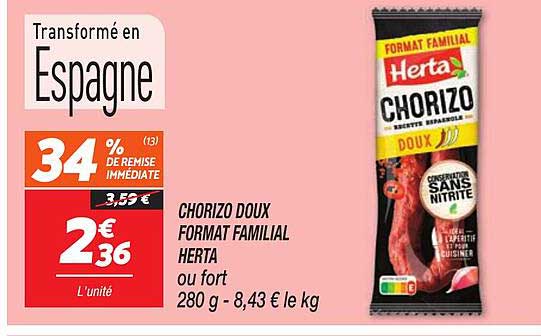 chorizo doux format familial herta