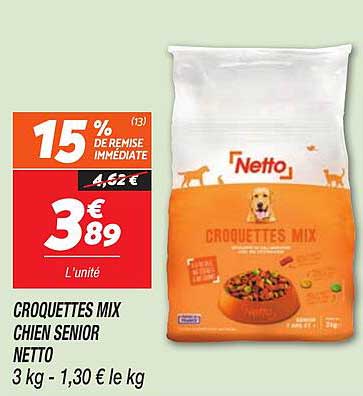 croquettes mix chien senior netto