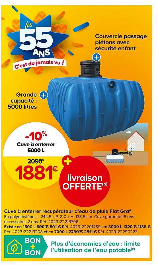 cuve à enterrer récupérateur d'eau de pluie flat graf