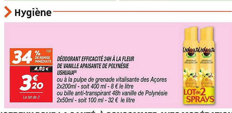 déodorant efficacité 24 h à la fleur de vanille apaisante de polynésie ushuaïa