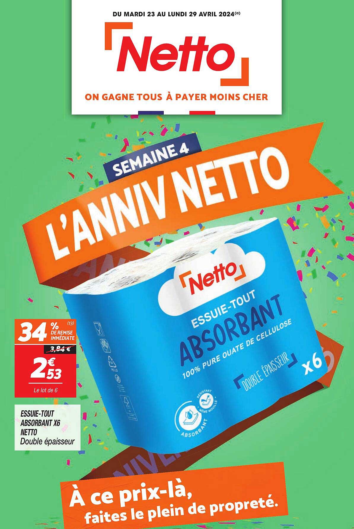 essuie-tout absorbant x6 netto