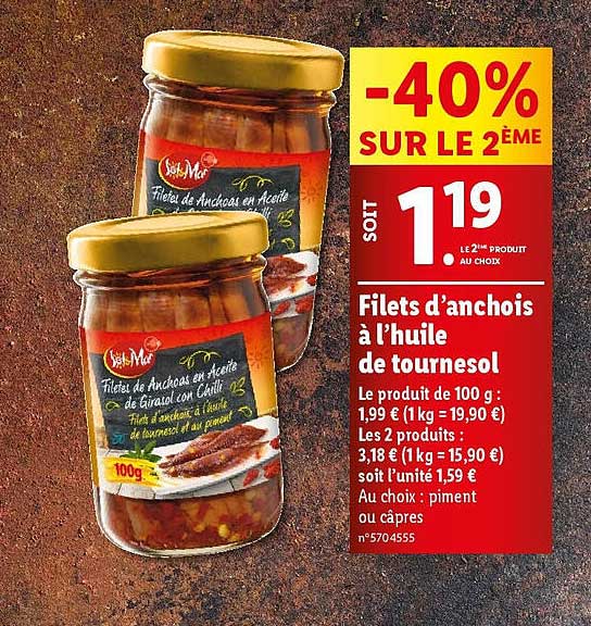 filets d'anchois à l'huile de tournesol sol & mar