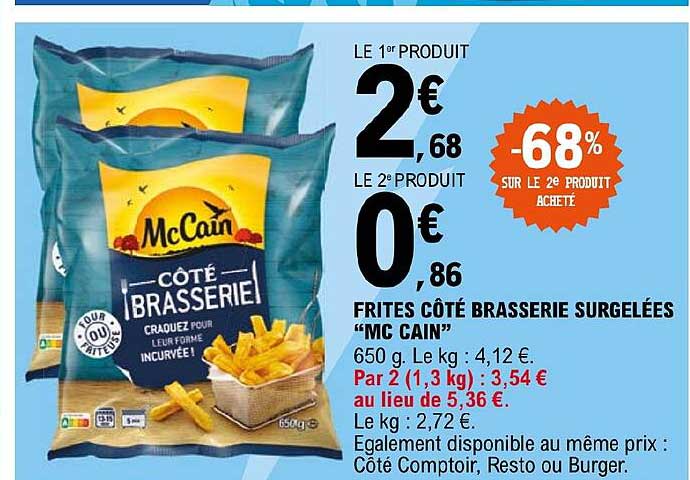 frites côté brasserie surgelées "mc cain"