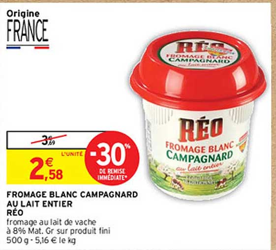 Fromage Blanc Campagnard Au Lait Entier Réo