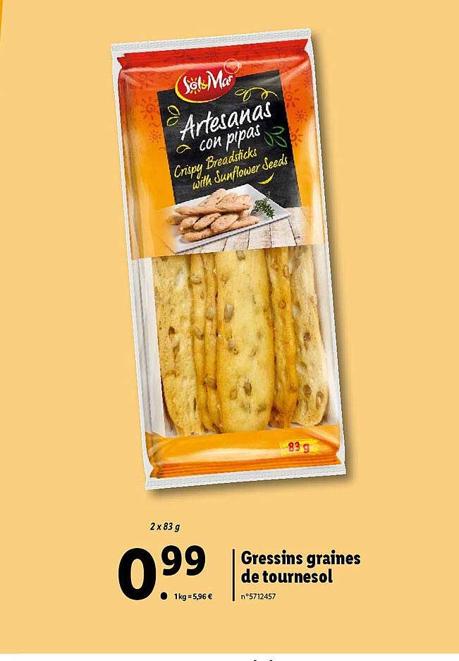 gressins graines de tournesol sol & mar