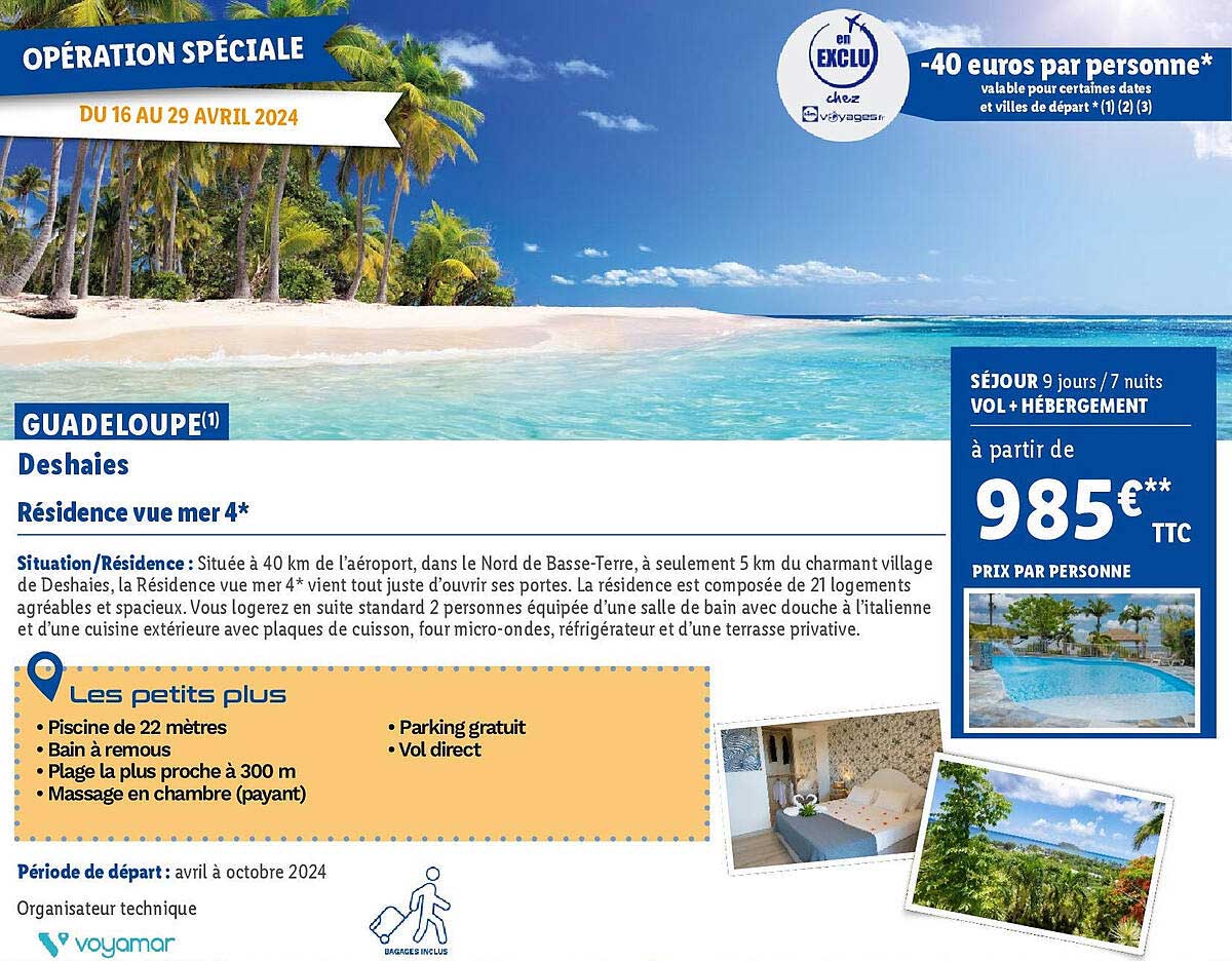 Guadeloupe Deshaies : Résidence Vue Mer 4*