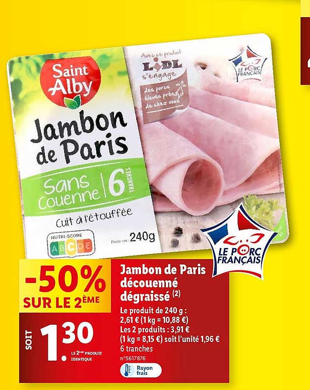 jambon de paris découenné dégraissé saint alby