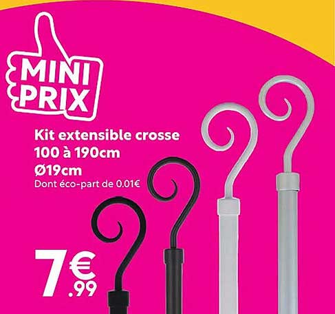 kit extensible crosse 100 à 190 cm ø 19 cm