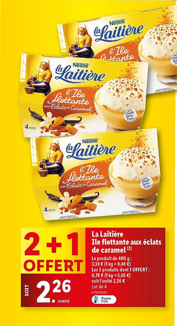 la laitière ile flottante aux éclats de caramel