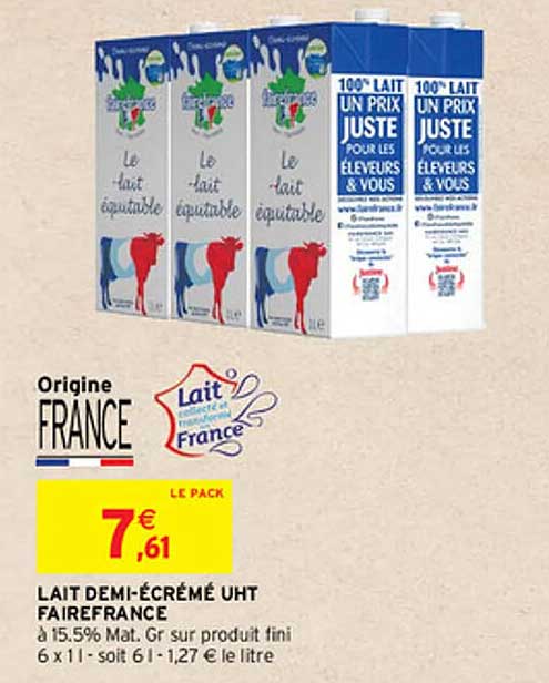 Lait Demi-écrémé Uht Fairefrance
