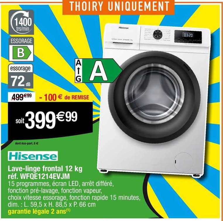lave-linge frontal 12 kg hisense