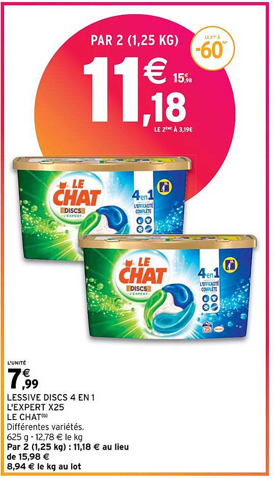 lessive discs 4 en 1 l'expert x25 le chat