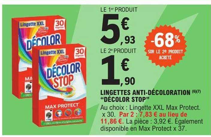 lingettes anti-décoloration "décolor stop"