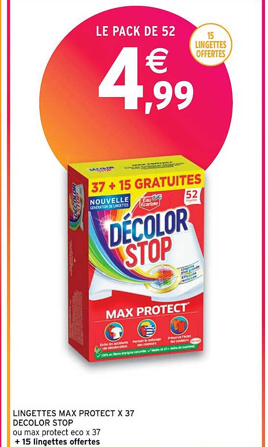 lingettes max protect x37 décolor stop