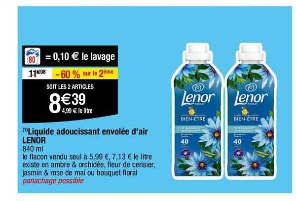 liquide adoucissant envolée d'air lenor