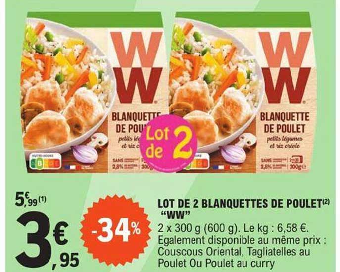 lot de 2 blanquettes de poulet "ww"