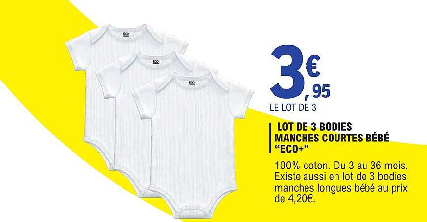 lot de 3 bodies manches courtes bébé "eco+"