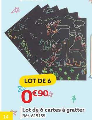 lot de 6 cartes à gratter