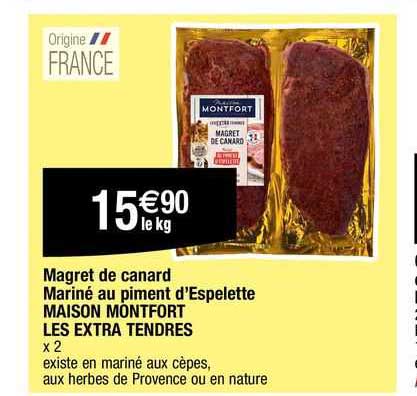 magret de canard mariné au piment d'espelette maison montfort les extra tendres