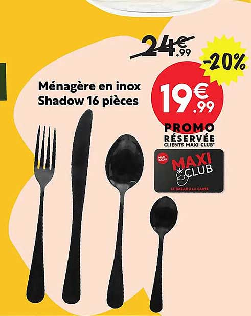 ménagère en inox shadow 16 pièces