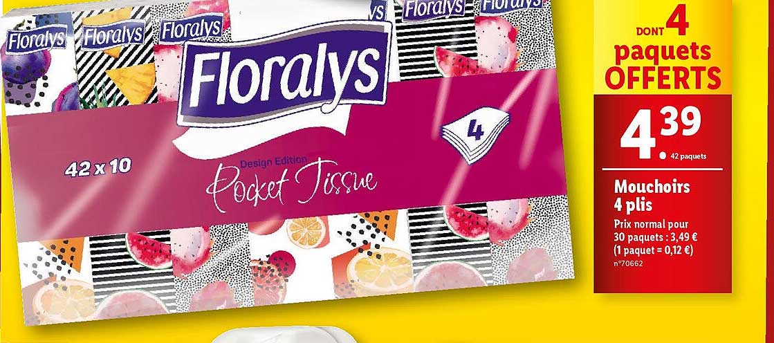 mouchoirs 4 plis floralys