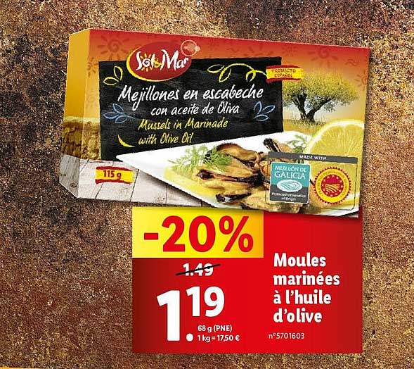 moules marinées à l'huile d'olive sol & mar