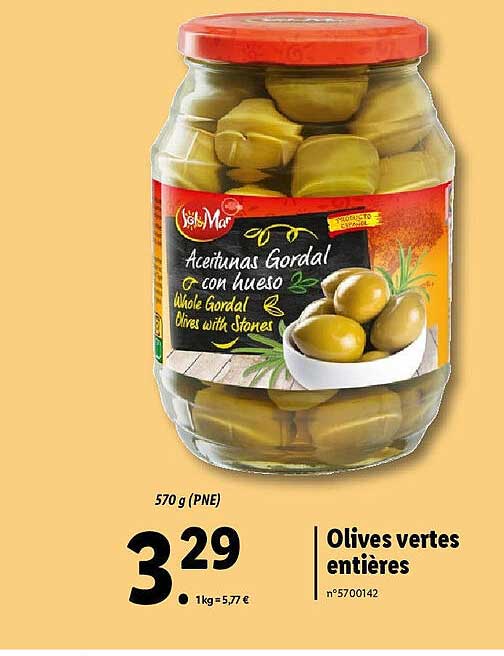 olives vertes entières sol & mar