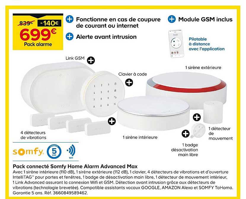pack connecté somfy home alarm advanced max