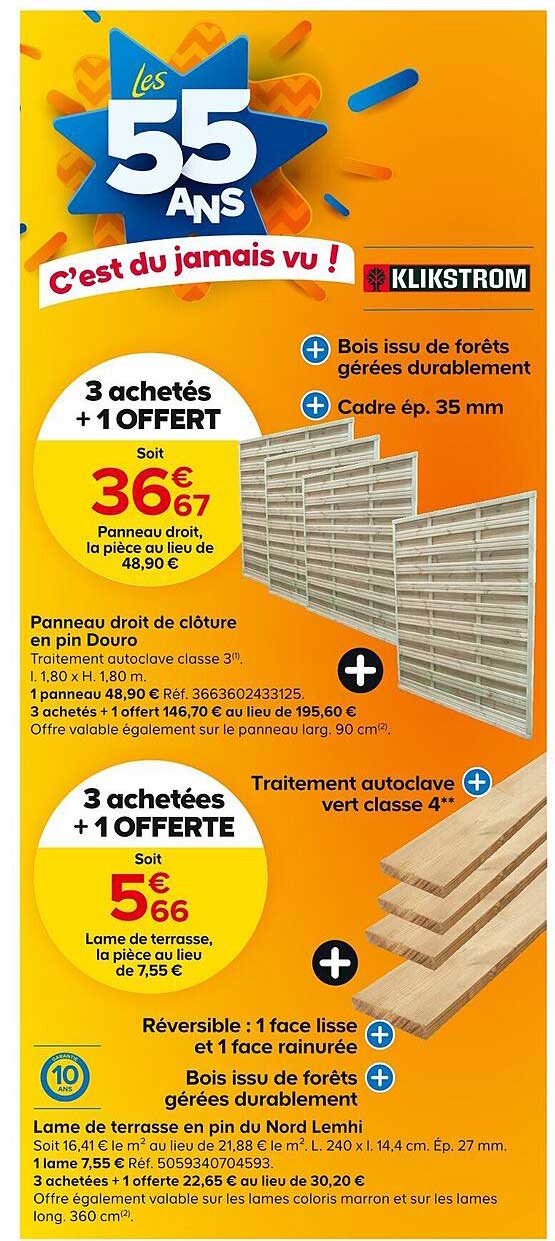 panneau droit de clôture en pin douro, lame de terrasse en pin du nord lemhi