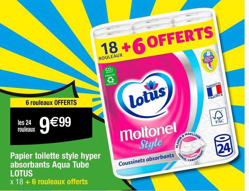 papier toilette style hyper absorbants aqua tube lotus